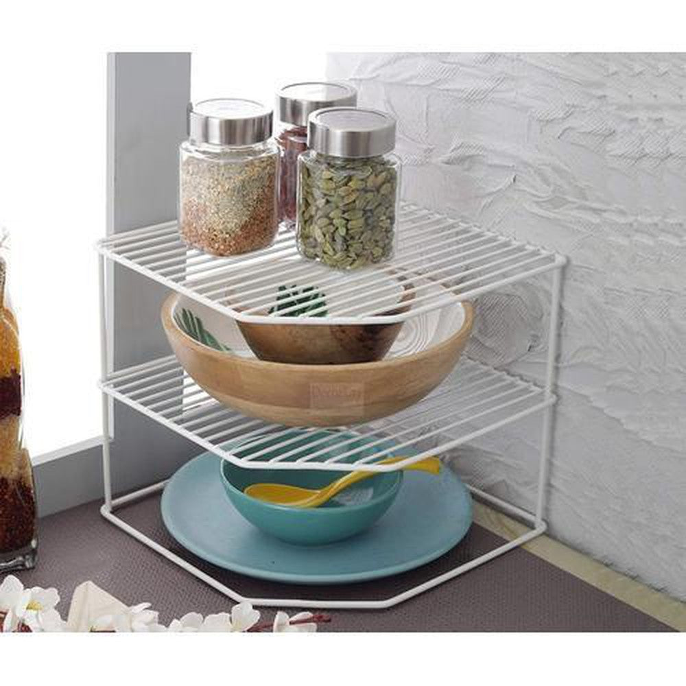 3-Tier Kitchen Storage Corner Rack, Shelf Rack for Plates - Decorlay