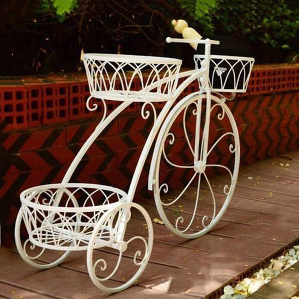 3-Tier Metallic Garden Planter Stand Tricycle Flower Holder - Decorlay