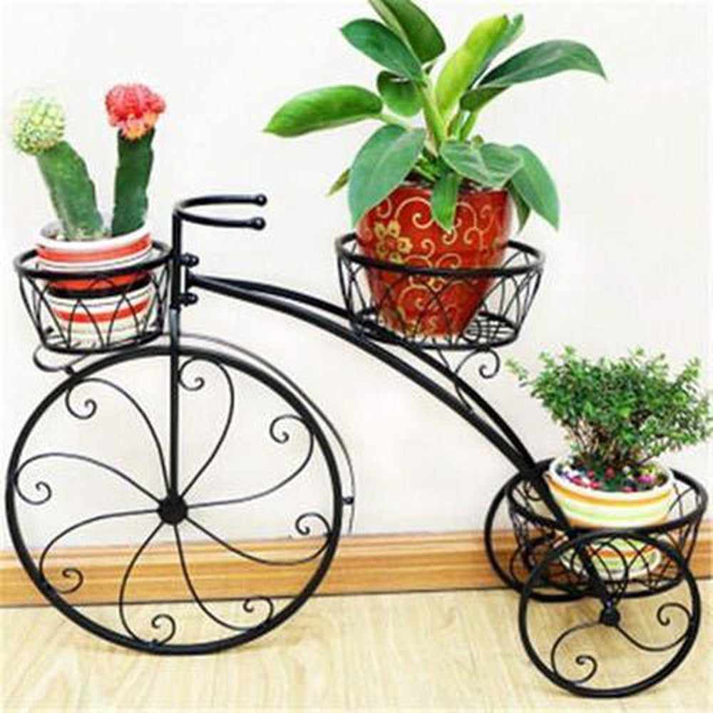 3-Tier Metallic Garden Planter Stand Tricycle Flower Holder - Decorlay