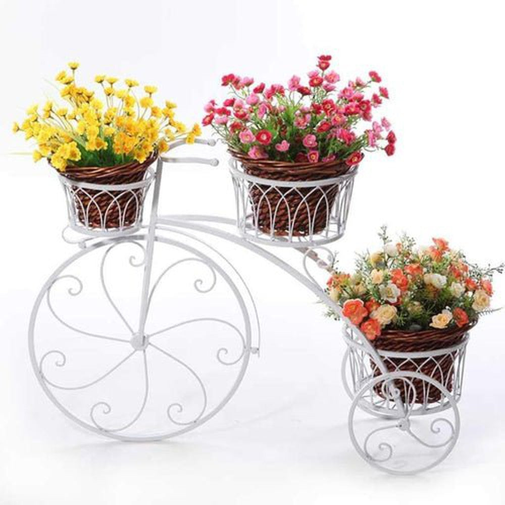 3-Tier Metallic Garden Planter Stand Tricycle Flower Holder