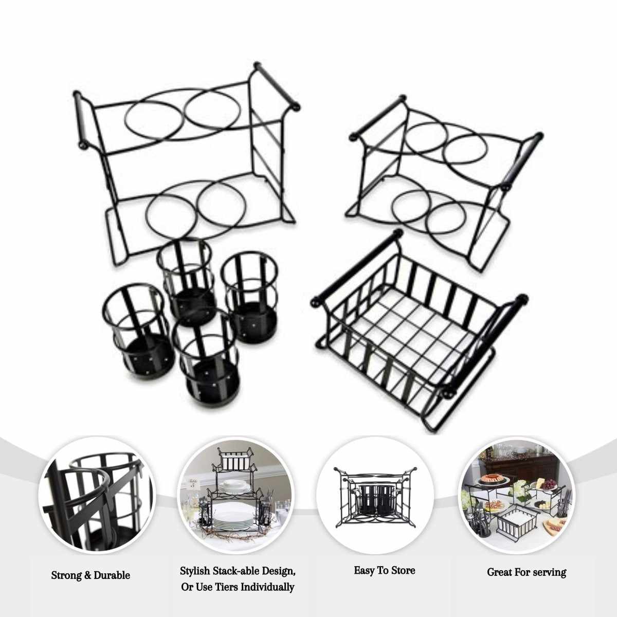 3 Tier Multipurpose Tabletop Stackable Buffet Caddy Organizer Hosting Parties - Decorlay