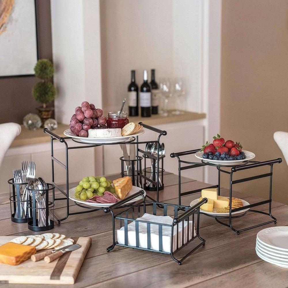 3 Tier Multipurpose Tabletop Stackable Buffet Caddy Organizer Hosting Parties - Decorlay