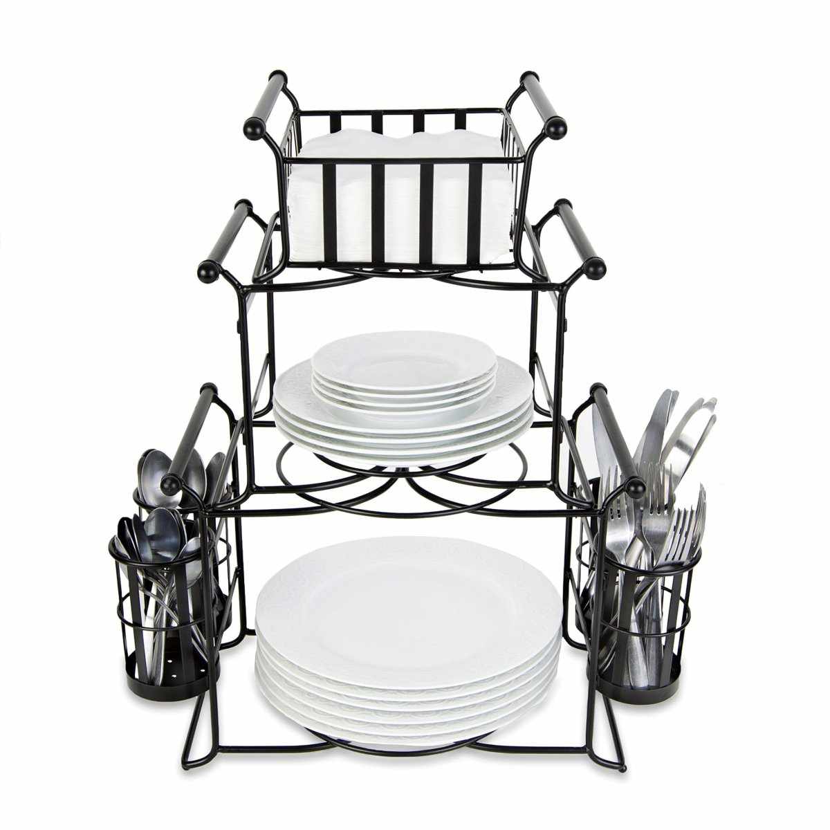 3 Tier Multipurpose Tabletop Stackable Buffet Caddy Organizer Hosting Parties - Decorlay