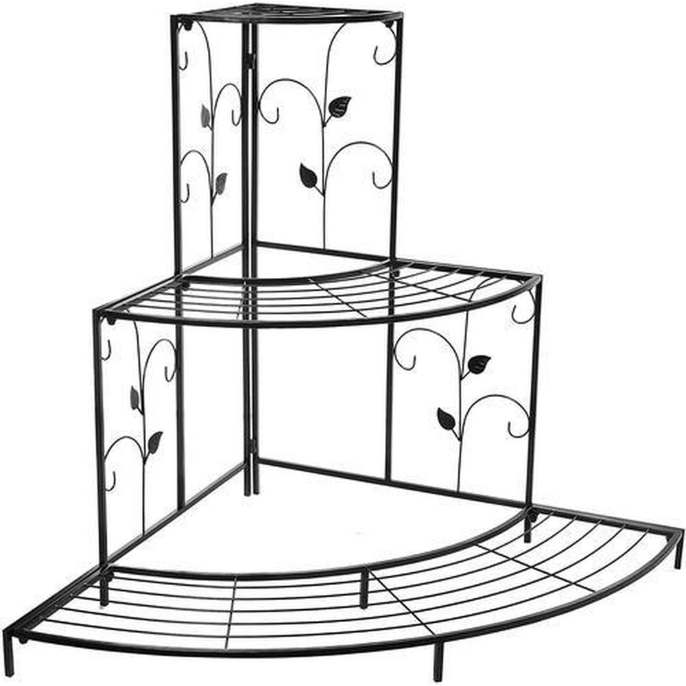 3 Tier Plant Stand Floral Corner Shelf Metal Flower Pot Rack Stair