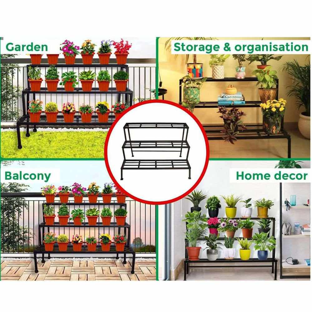 3-Tier Planter Stand Indoor/Outdoor Gardening Shelf Rack Balcony Plants, Pots, and Flowers Terrace Garden Holder - Decorlay