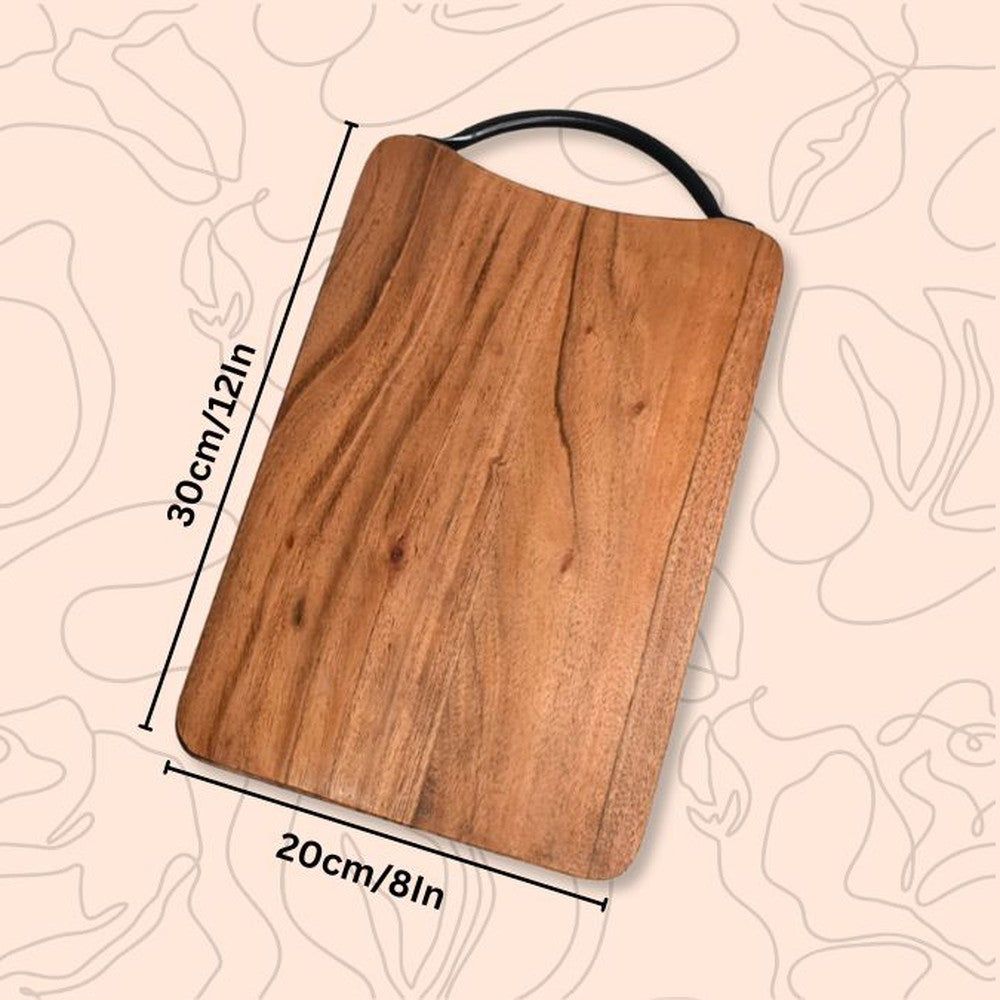 Acacia Wood Chopping Board with Metal Handle