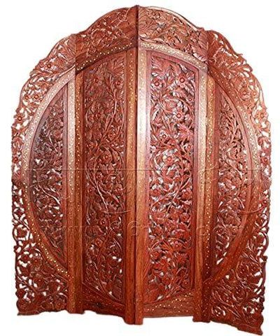 Wooden 4 Panel Partition Handmade Room Divider Partition For Bedroom