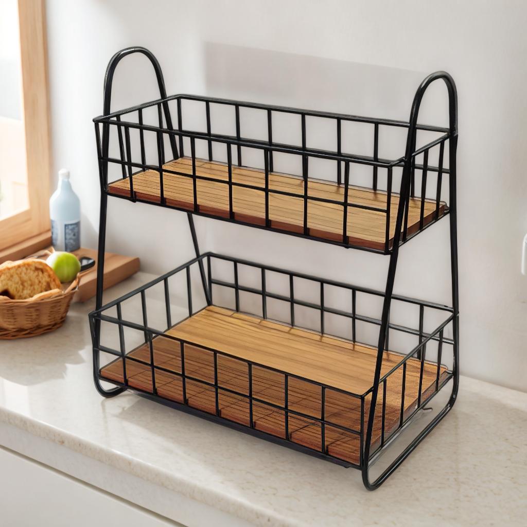 Double Decker Storage Organizer - Teak