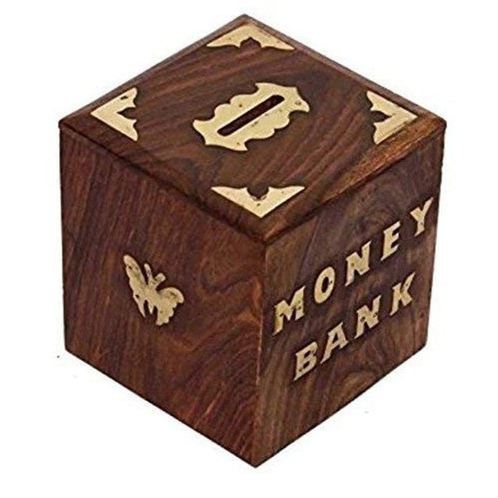 Handmade Wooden Boxes Money Bank, Gullak for Kids 21 x 10 x 10 cm