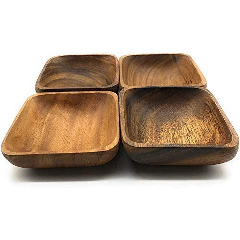 Acacia Wood Snack Serving Bowls for Nuts, Appetizers, Dipping