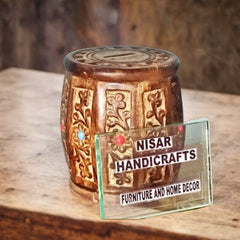 Wooden Money Bank, Piggy Bank, Coin Box, Round Shape. 10.2 x 10.2 x 12.7 cm