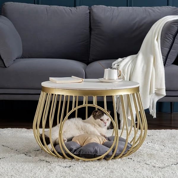 Metal Round Coffee Table, Creative Cat Nest Furniture Simply Organizer