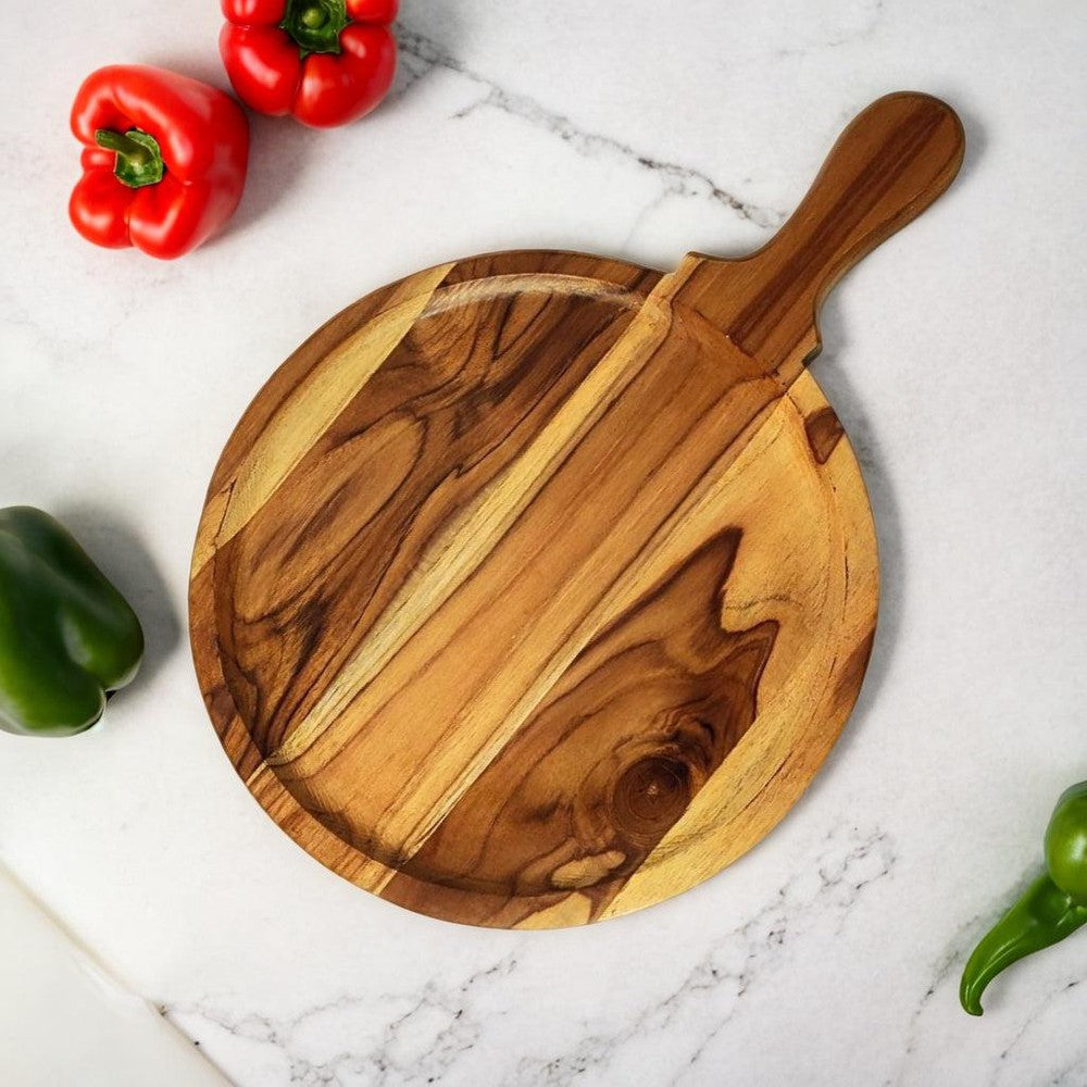 Teak Wood Serving Pizza & Snacks Platter