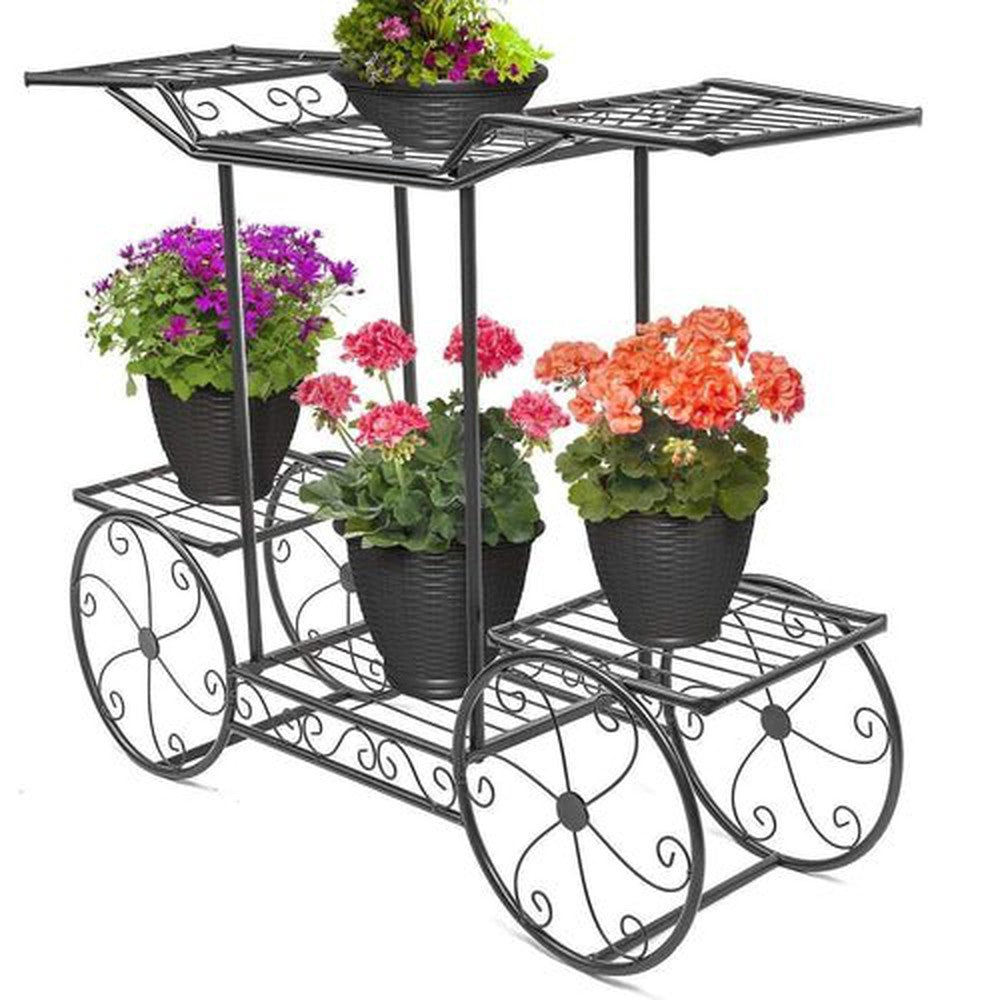 6-Tier Iron Plant Stand, Outdoor Flower Rack Flower Pot Display Rack - Decorlay