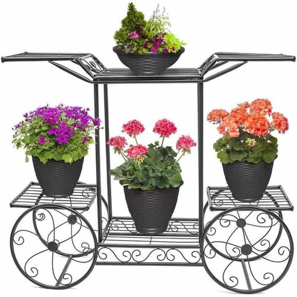 6-Tier Iron Plant Stand, Outdoor Flower Rack Flower Pot Display Rack - Decorlay