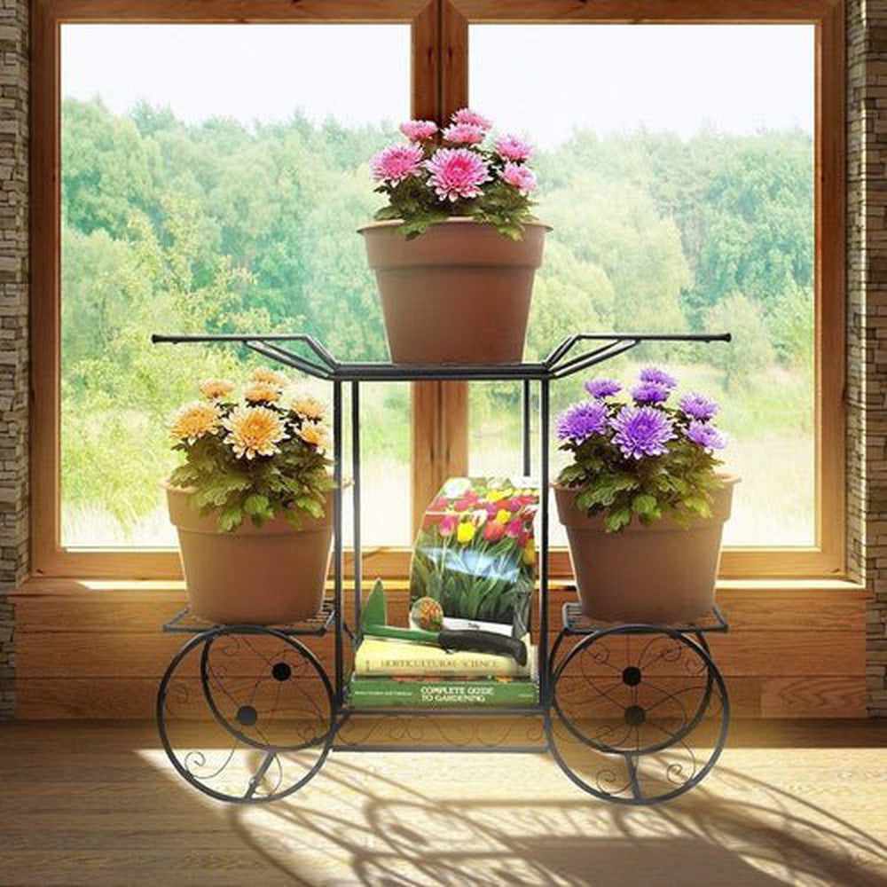 6-Tier Iron Plant Stand, Outdoor Flower Rack Flower Pot Display Rack - Decorlay