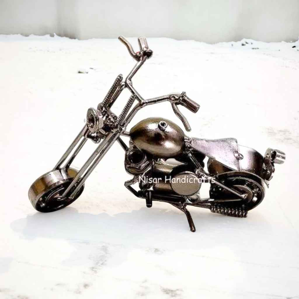 Metal Handmade Vintage Motor Bike Miniature Showpiece  5x3 Inches