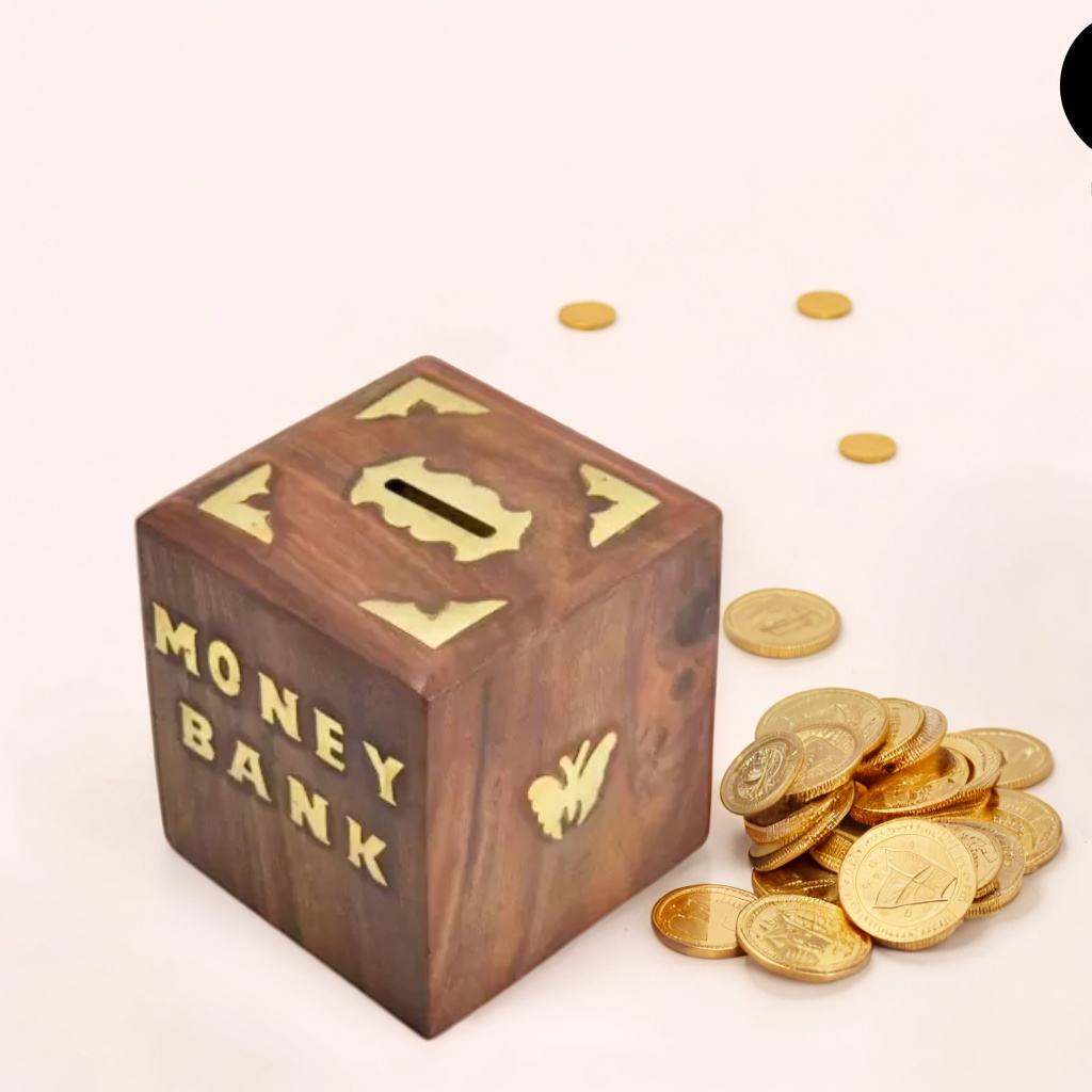 Handmade Wooden Boxes Money Bank, Gullak for Kids 21 x 10 x 10 cm