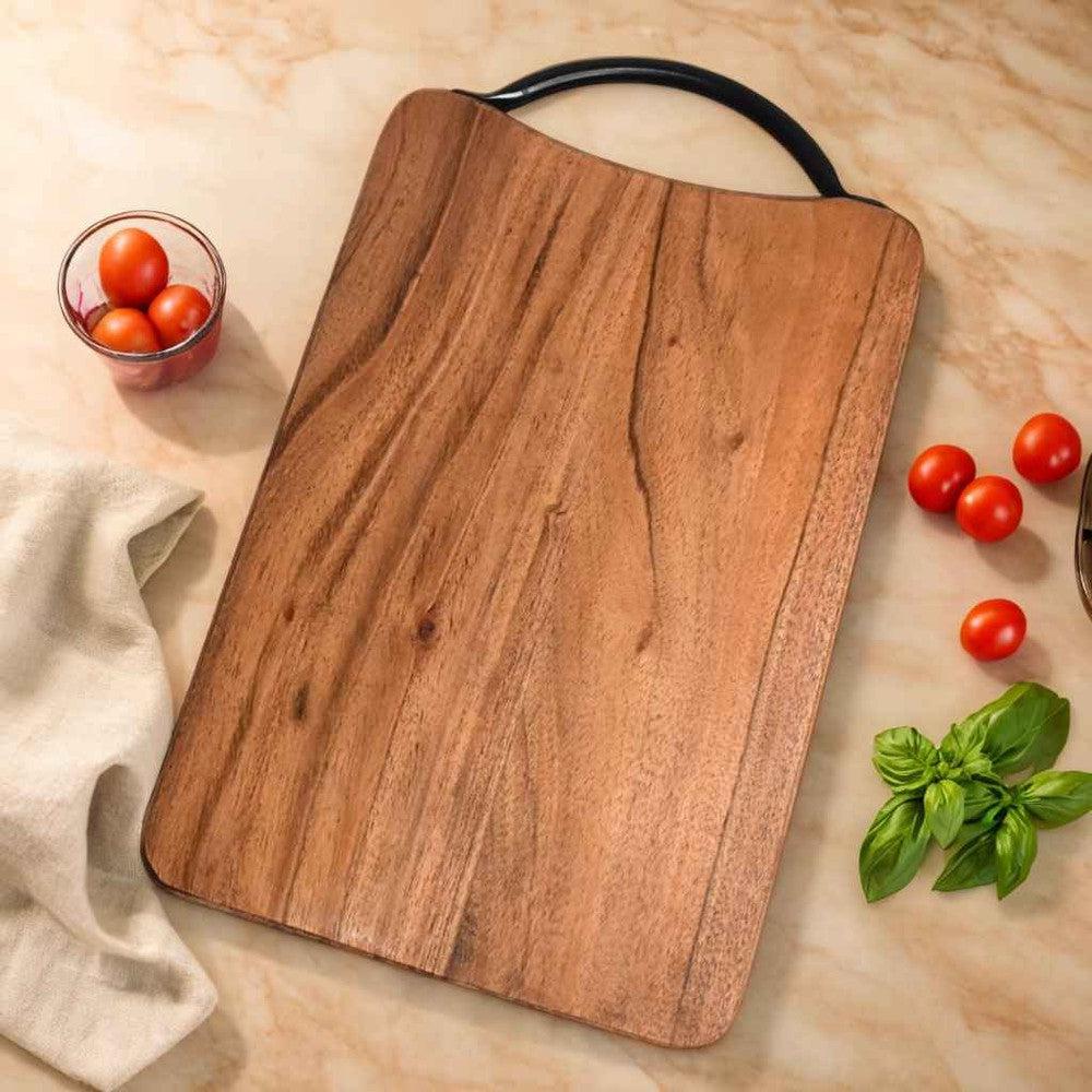 Acacia Wood Chopping Board with Metal Handle