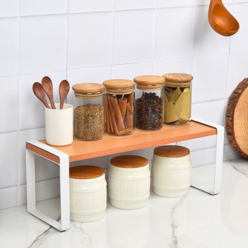 Metal Wooden Standing Kitchen Rack Shelve Storage Organizer
