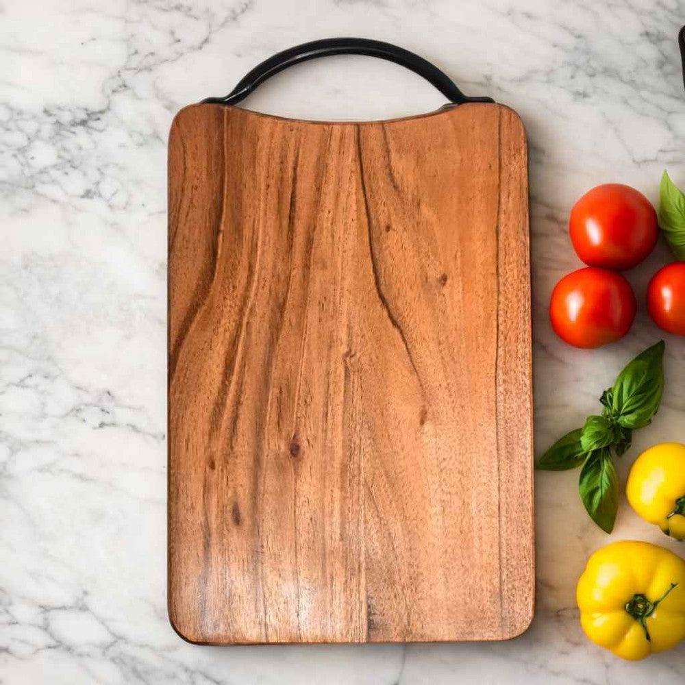 Acacia Wood Chopping Board with Metal Handle