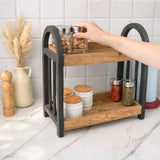 2-Tier Wooden Countertop Cosmetic Organizers Rack