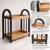 2-Tier Wooden Countertop Cosmetic Organizers Rack