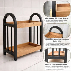 2-Tier Wooden Countertop Cosmetic Organizers Rack