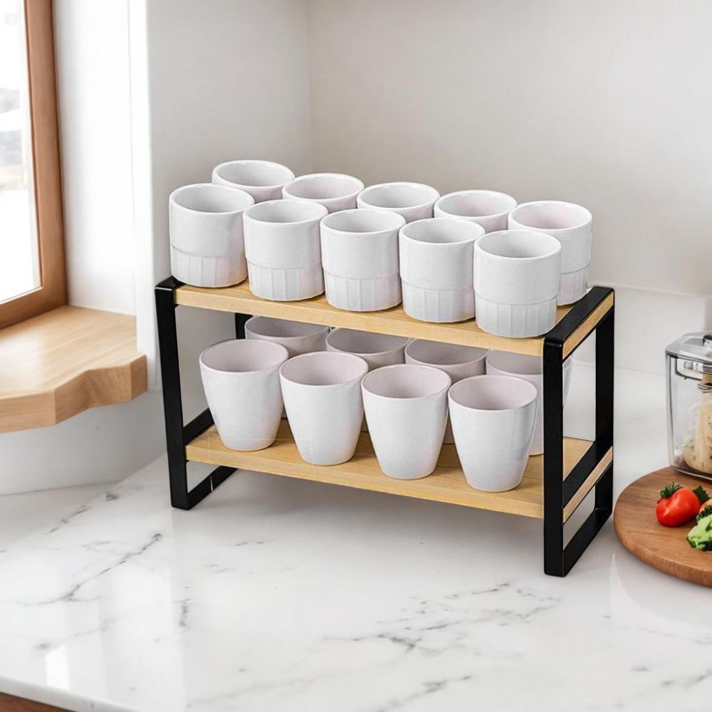 Metal & Laminated Wood Kitchen Storage Organizer