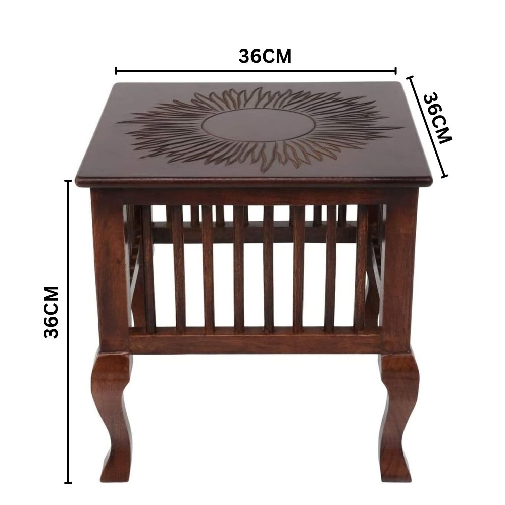 Wood Sun Design Top  Handmade Carving Bedroom, Coffee Table