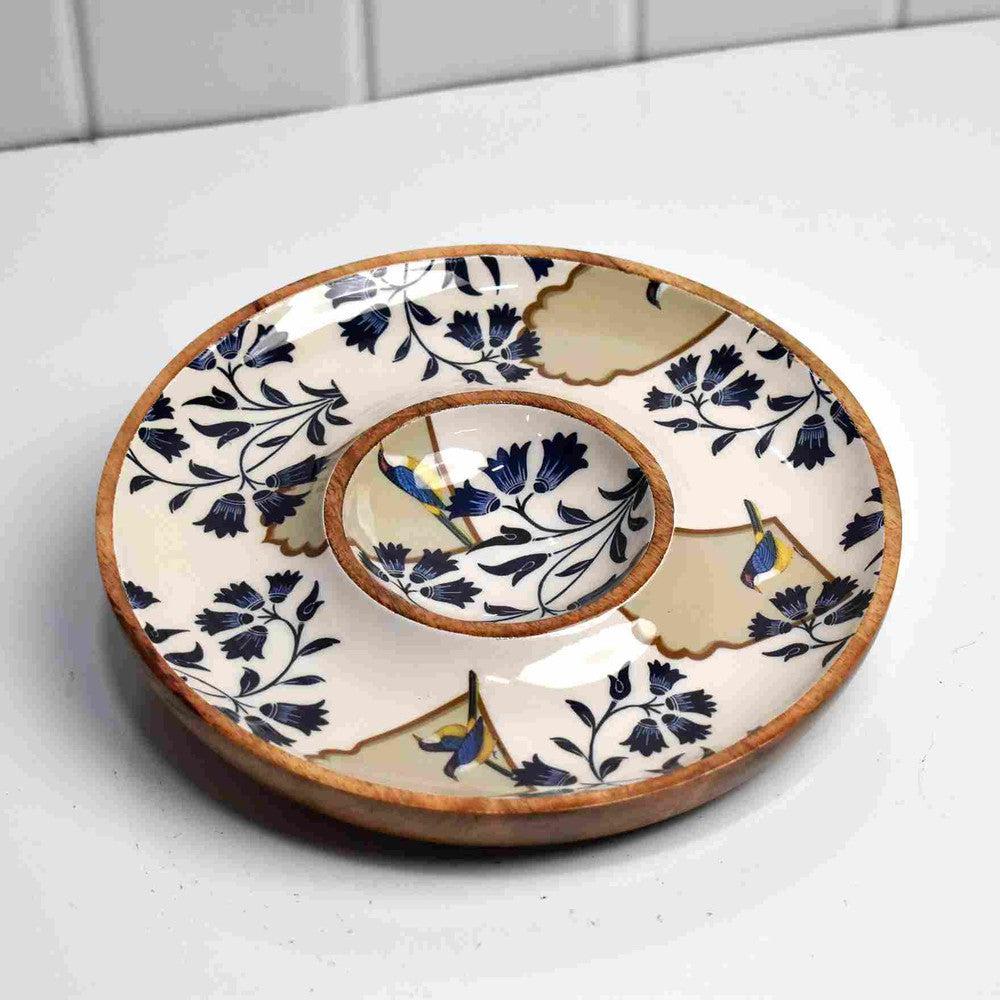 Wooden Handmade Chip-N-Dip Serving Platter