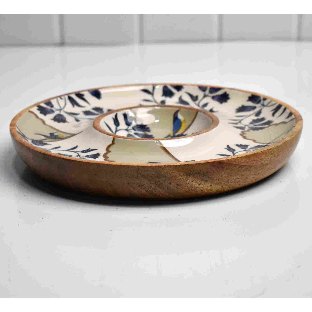 Wooden Handmade Chip-N-Dip Serving Platter