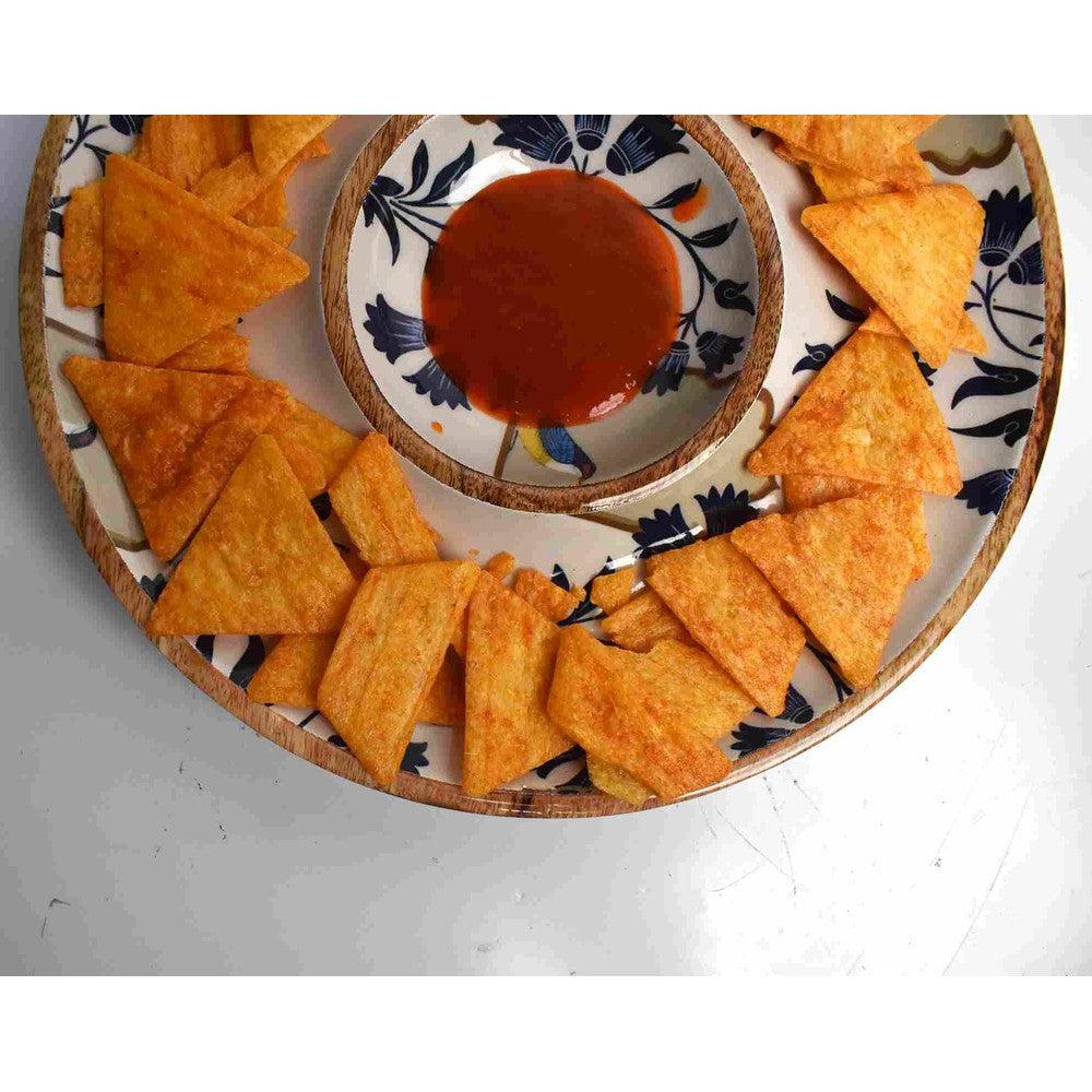 Wooden Handmade Chip-N-Dip Serving Platter