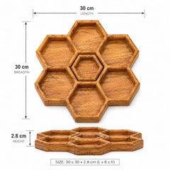 Wooden 7 Compartment Snack & Appetizer Tray, Platter