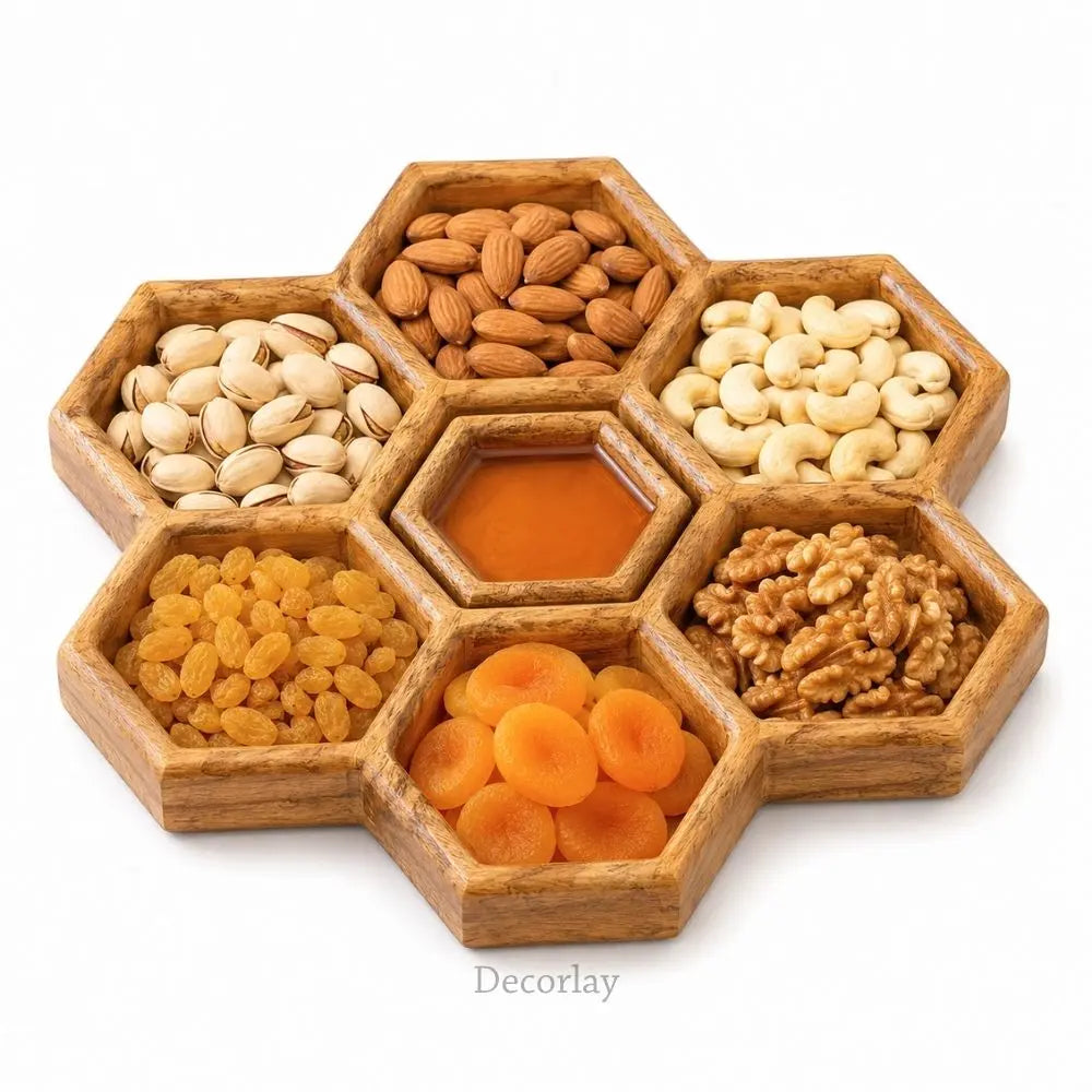 Wooden 7 Compartment Snack & Appetizer Tray, Platter