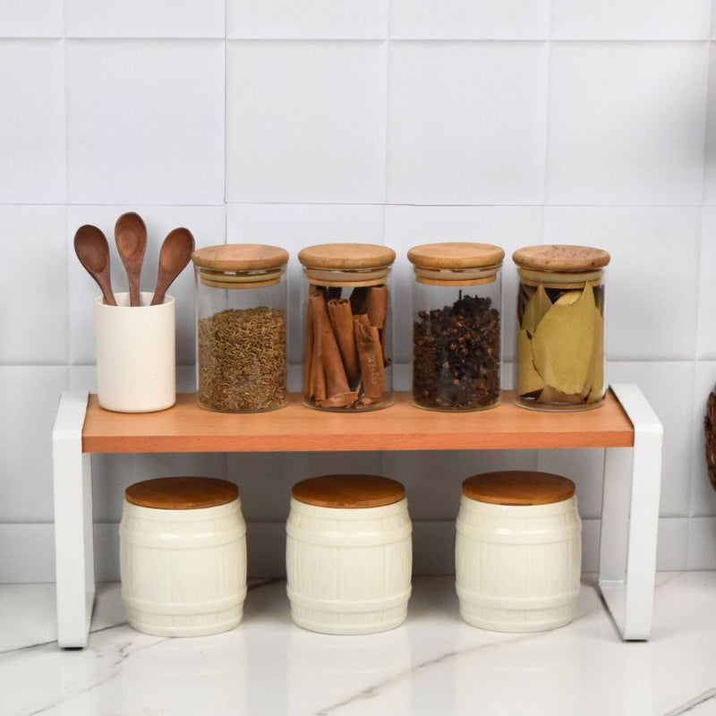 Metal Wooden Standing Kitchen Rack Shelve Storage Organizer