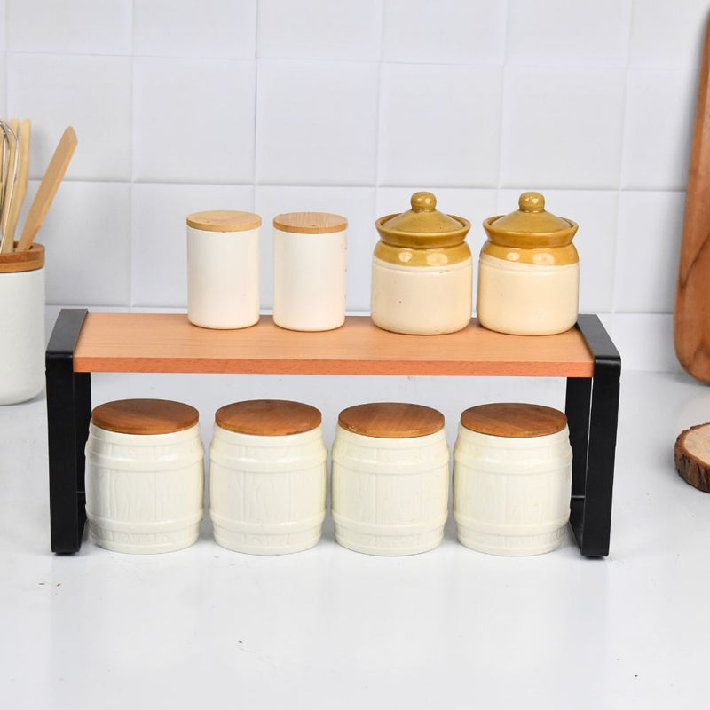Metal Wooden Standing Kitchen Rack Shelve Storage Organizer