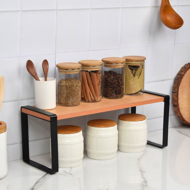 Metal Wooden Standing Kitchen Rack Shelve Storage Organizer