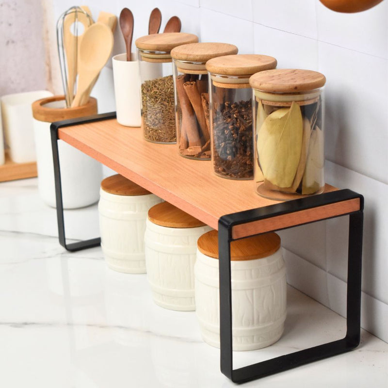 Metal Wooden Standing Kitchen Rack Shelve Storage Organizer