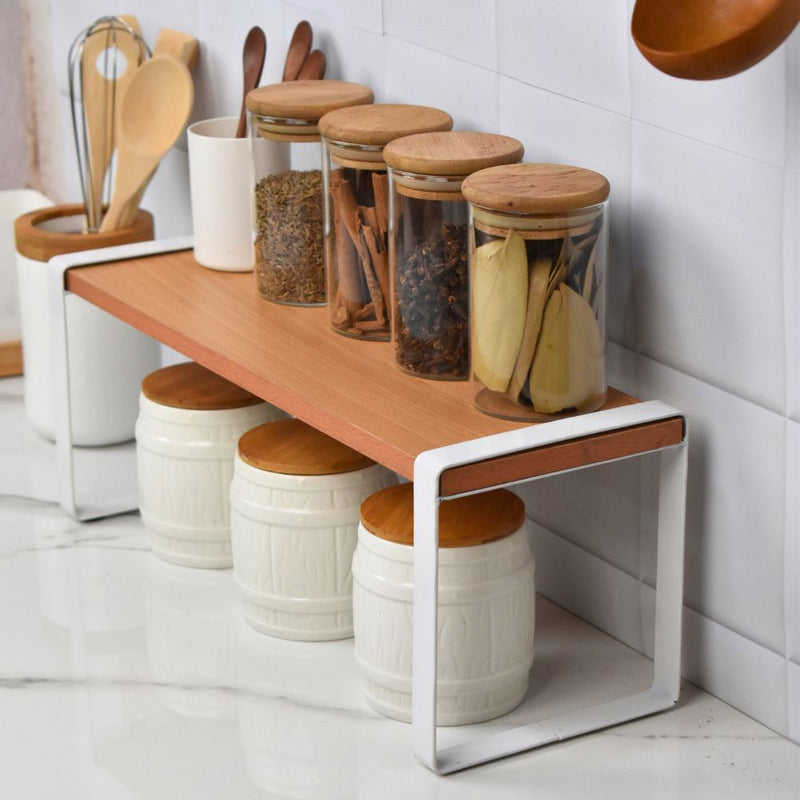 Metal Wooden Standing Kitchen Rack Shelve Storage Organizer