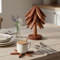 Wooden Tree Trivet Stand for Hot Dishes Set of 4
