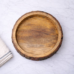 Handmade & Handcrafted Round Wooden Serving Tray Platter
