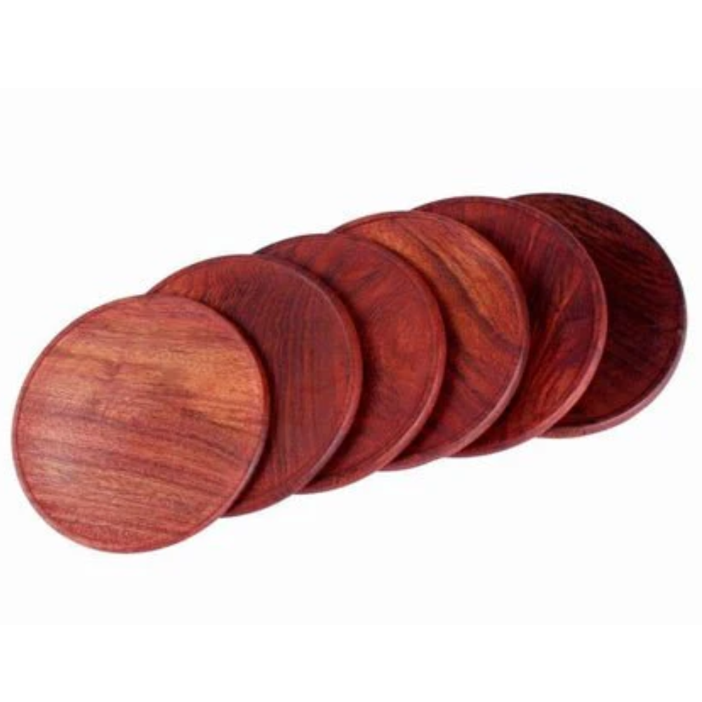 Wooden Drink Coasters Set of 6 with Beautiful Holder 3.5x3.5x3 inches