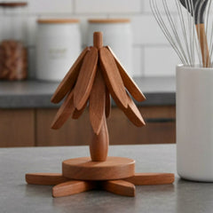 Wooden Tree Trivet Stand for Hot Dishes Set of 4