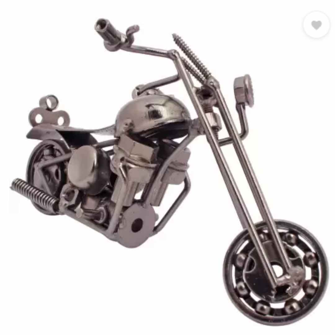 Metal Handmade Vintage Motor Bike Miniature Showpiece  5x3 Inches