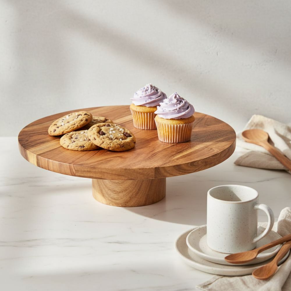 12-Inch Wooden Cake Stand Cupcake Pedestal Riser