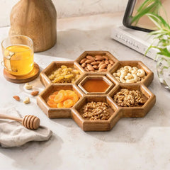 Wooden 7 Compartment Snack & Appetizer Tray, Platter