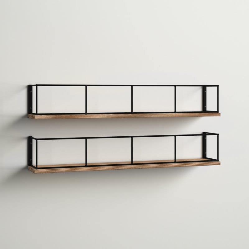 Wooden and Metal Floating Wall Shelves 18x4x4 Inches
