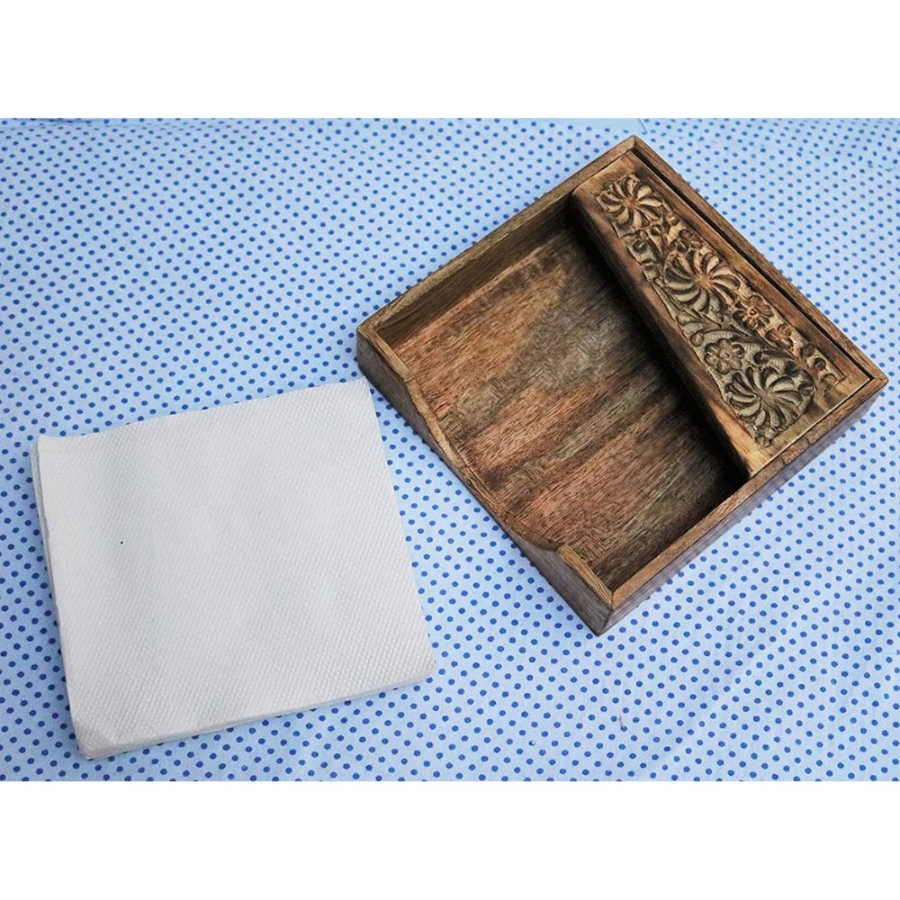 Wooden Mango Leaf Design tissue/napkin holder