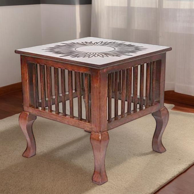 Wood Sun Design Top  Handmade Carving Bedroom, Coffee Table